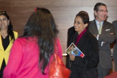Imagen de los líderes indios durante su visita al Banco Santander.