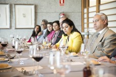 Los líderes indios durante la comida ofrecida en la Sede Financiera del Banco Santander.